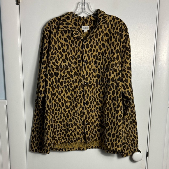 RE/DONE Men’s Leopard Print Long Sleeve Shirt Size Medium - Picture 2 of 9